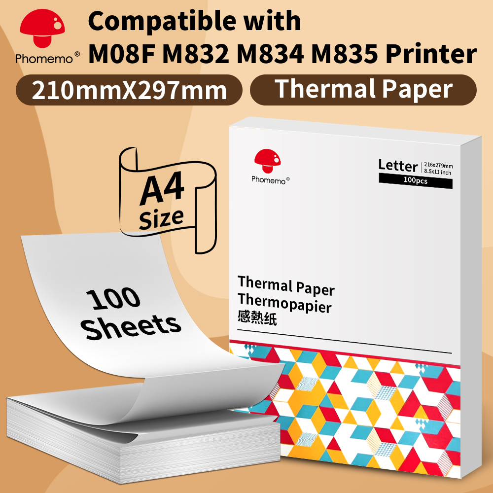 Commercial Photo Printer - Phomemo A4 Thermisch printerpapier Briefpapier Sneldrogend