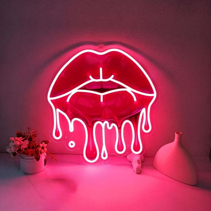 Commercial Wall Printing - Smeltende lippen UV-geprint neonbord LED sexy