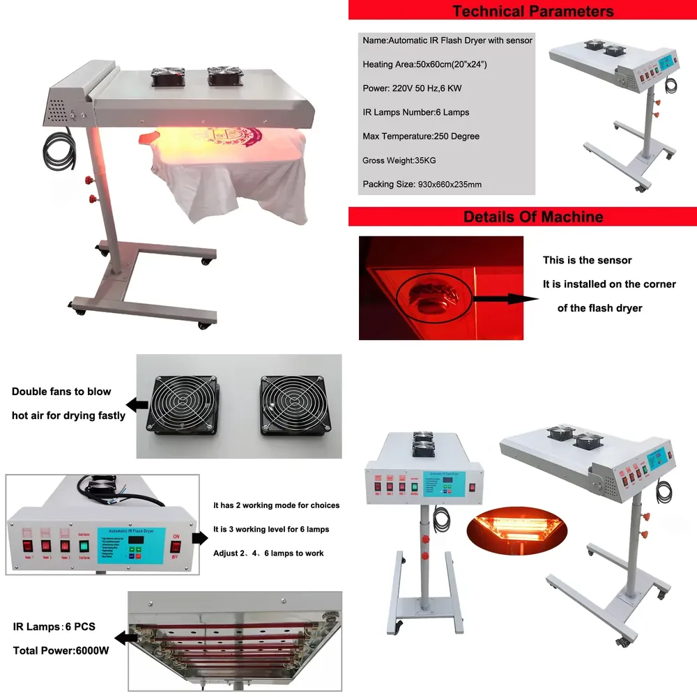 Flash Dryer Screen Print - Temperatuurregeling flitsdroogmachine 6KW zeefdruk flitsdroger met