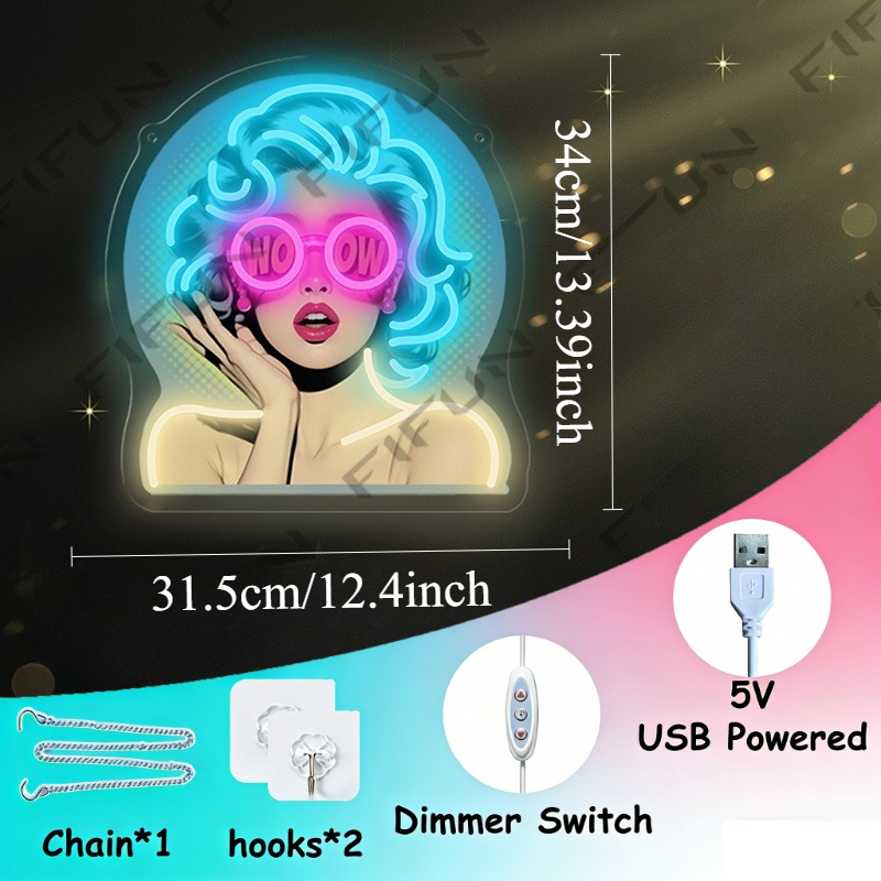 WOW Curl Girl Neon Sign UV-gep - Commercial Wall Printing recensie en prijs